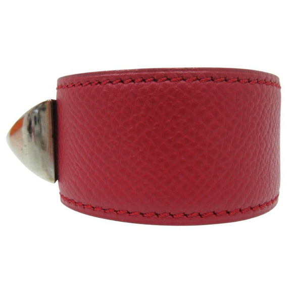 Hermes Medor Bangle Leather Metal Red D Stamp 0564HERMES - Picture 5 of 10